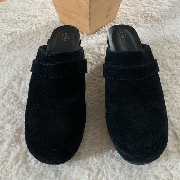 CROCS Shoes - CROCS Black Suede Mules